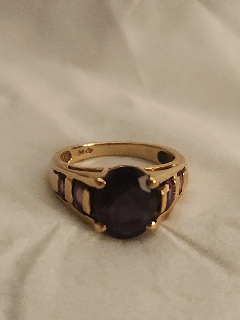 14k Gold 5-stone Purple Tourmalime Vintage Style Ring